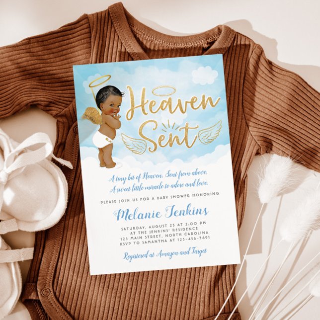 Heaven envoyé Angel Boy Baby shower Invitation (Créateur téléchargé)