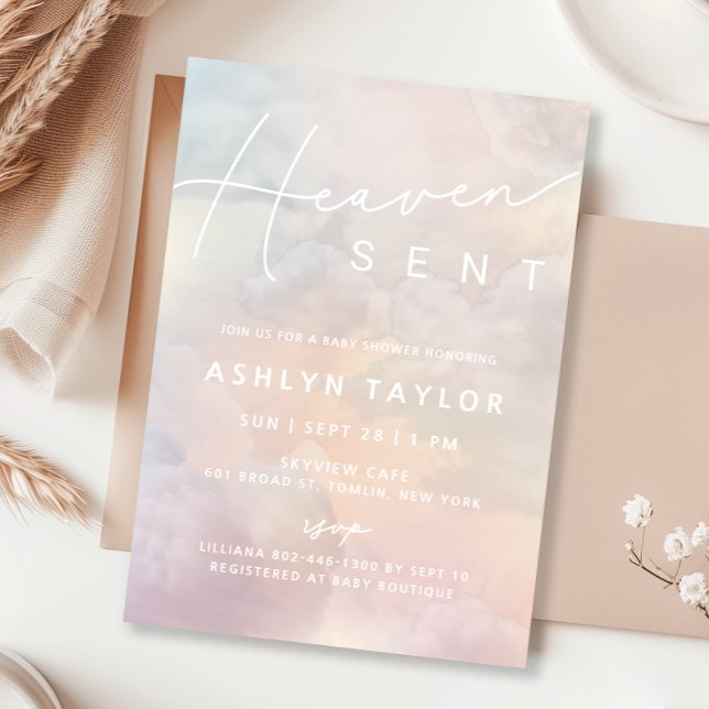 Heaven envoyé Aquarelle Sky Baby shower Invitation (Créateur téléchargé)