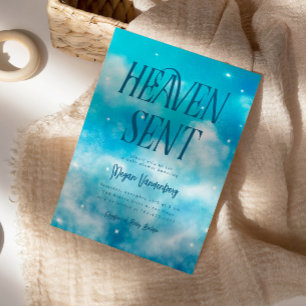 Heaven envoyé Blue Sky Baby shower Invitation