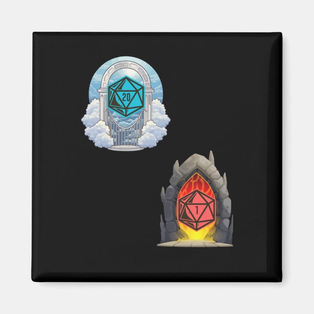 Heaven Hell D20 Fortune Misfortune Sticker  Magnet (Front)