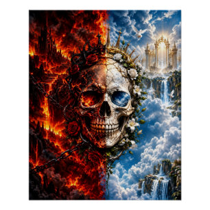 HEAVEN & HELL   Skull Fantasy Art – Heaven and Hel Poster