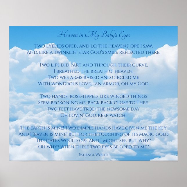 Heaven in My Baby's Eyes Poem Poster (Front)