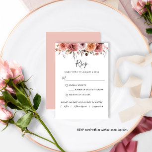 Heaven in Rose Floral with/without meal RSVP Card