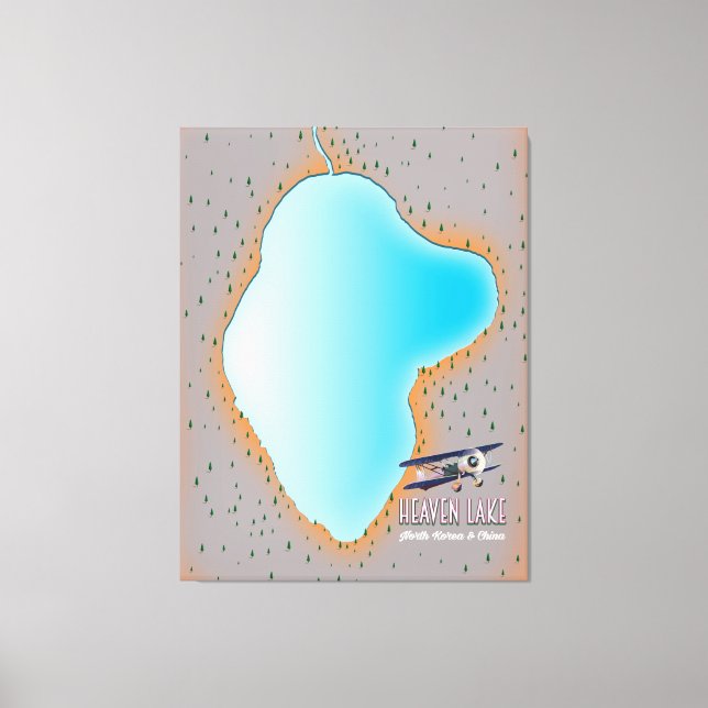 Heaven Lake North Korea & China map Canvas Print (Front)