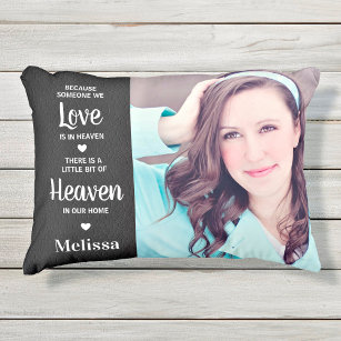 Heaven Memorial Sympathy Faux Leather Family Photo Accent Pillow