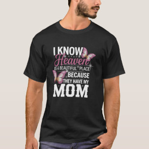 Heaven Mom Memorial Butterfly Graphic T-Shirt