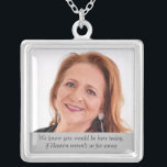 Heaven Mother of Bride Photo Wedding Day Memorial Silver Plated Necklace<br><div class="desc">Wear this beautiful Mother of the Bride photo memorial necklace on your wedding day to feel the love you shared with her and keep her close on your special day. Add your own special text, or, use the wording as shown "We know you would be here today if Heaven weren't...</div>