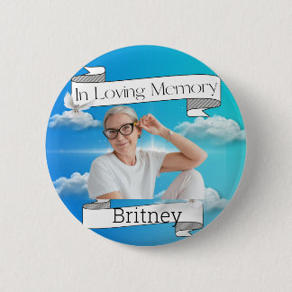 Heaven & Ribbon Memorial RIP 2 Inch Round Button