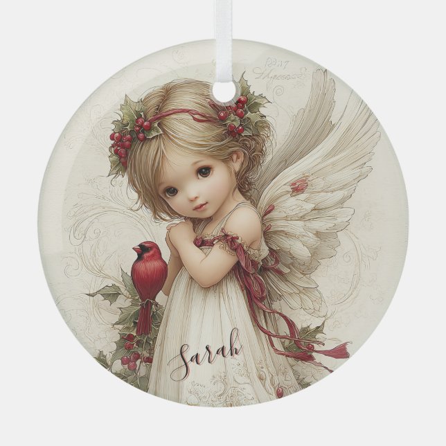 Heaven’s Touch Among the Berries Glass Ornament (Front)