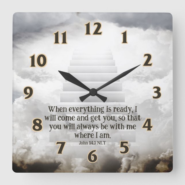 Heaven Scripture Square Wall Clock (Front)