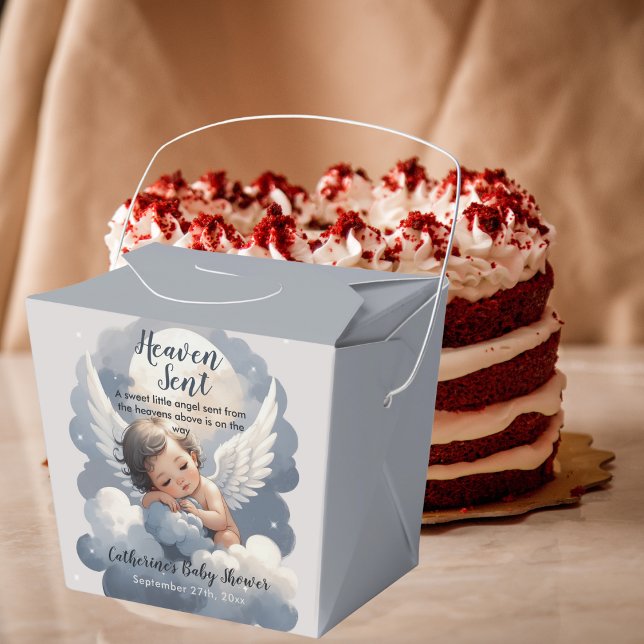 Heaven Sent Angel Baby In Clouds Baby Shower Favor Box (Creator Uploaded)