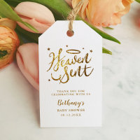 Heaven Sent Baby Shower Favour Gold Glitter
