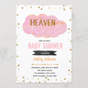 Heaven sent baby shower invitation