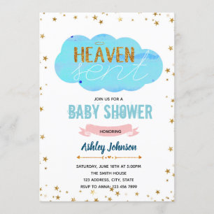 Heaven sent baby shower invitation