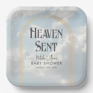 Heaven Sent Clouds Sky Boho Arch Baby Shower Paper Plate