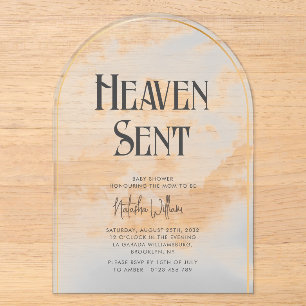Heaven Sent Cloudy Baby Shower Acrylic Invitation