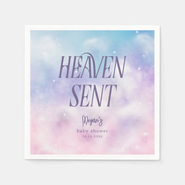 Heaven Sent Dreamy Girl Baby Shower Napkins (Front)
