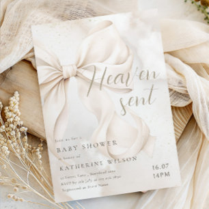 Heaven Sent Elegant White Bow Invitation