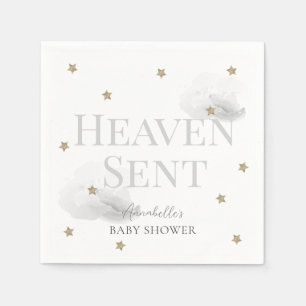 Heaven Sent Grey Gender-neutral Baby Shower Napkin