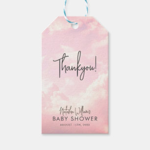 Heaven Sent Pastel Pink Clouds Baby Shower Gift Tags