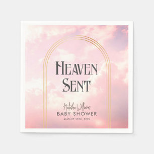 Heaven Sent Pastel Pink Clouds Sky Baby Shower Napkin