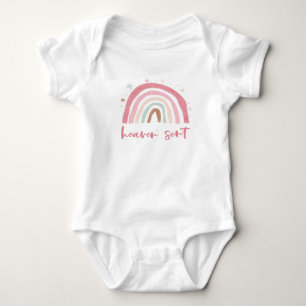 heaven sent pink boho rainbow   baby bodysuit