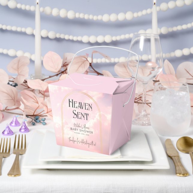 Heaven Sent Pink Clouds Celestial Baby Shower  Favor Box (Wedding)