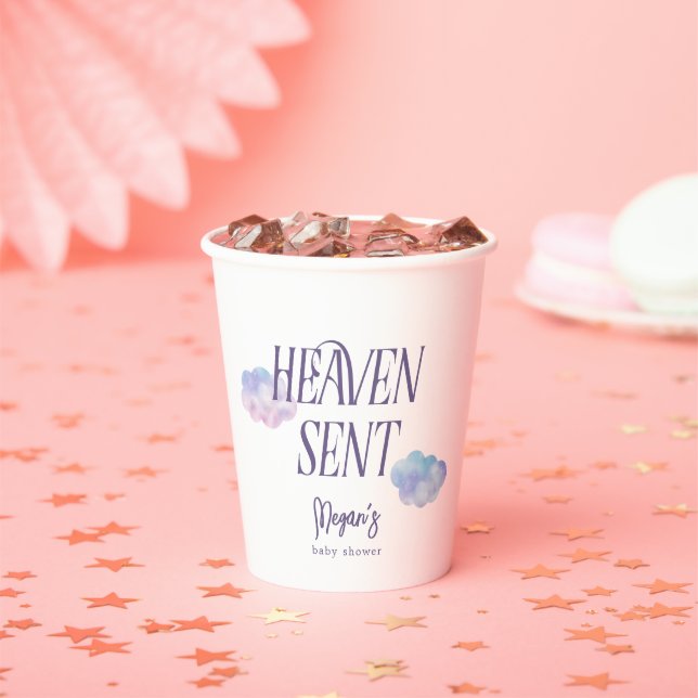 Heaven Sent Religious Girl Baby Shower Paper Cups (Insitu)