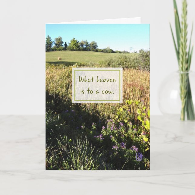 Heaven to a Cow Retirement Greeting Card (Front)