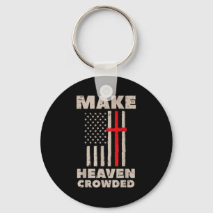 Heaven Us Flag Patriotic Christian Religious God J Keychain