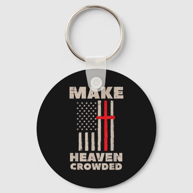Heaven Us Flag Patriotic Christian Religious God J Keychain (Front)