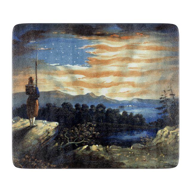Heavenly American Flag in Sky, Zouave Civil War Cutting Board (Front)