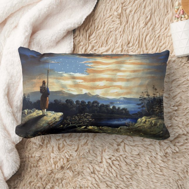 Heavenly American Flag in Sky, Zouave Civil War Lumbar Pillow (Blanket)