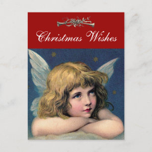 Heavenly Angel Girl and Horns Custom Christmas Holiday Postcard