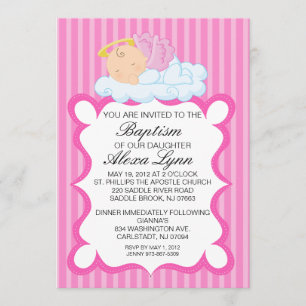Heavenly Angel Girls Baptism Invitation