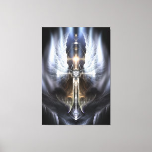 Heavenly Angel Wing Cross Fractal Art Canvas Print