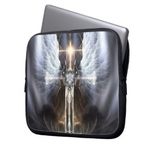 Heavenly Angel Wing Cross Fractal Laptop Sleeve