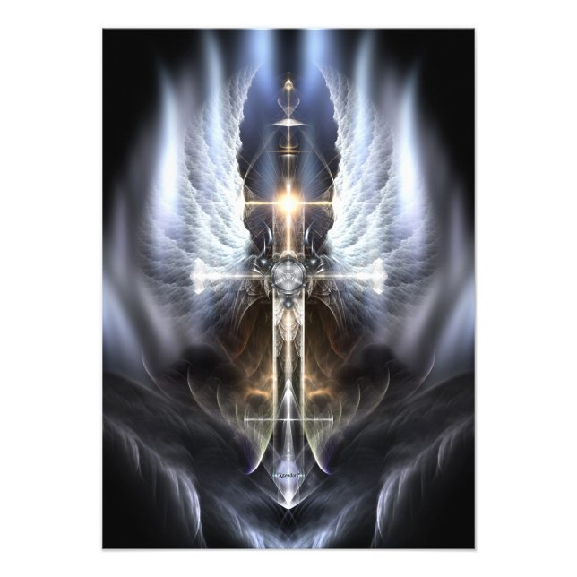 Heavenly Angel Wing Cross Photo Enlargement (Front)