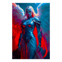 Heavenly angelic beauty in silver armor