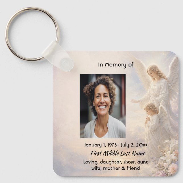 Heavenly Angels Memorial Prayer Keepsake Keychain (Front)