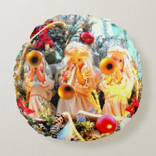 heavenly angels trumpeting round pillow