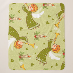 Heavenly Angels: Vintage Childish Pattern Sherpa Blanket