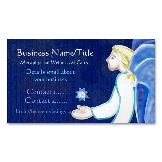 Heavenly Beings Angel Folk Art MEDIUM LIGHTWORKER Magnetic Business Card (Front)