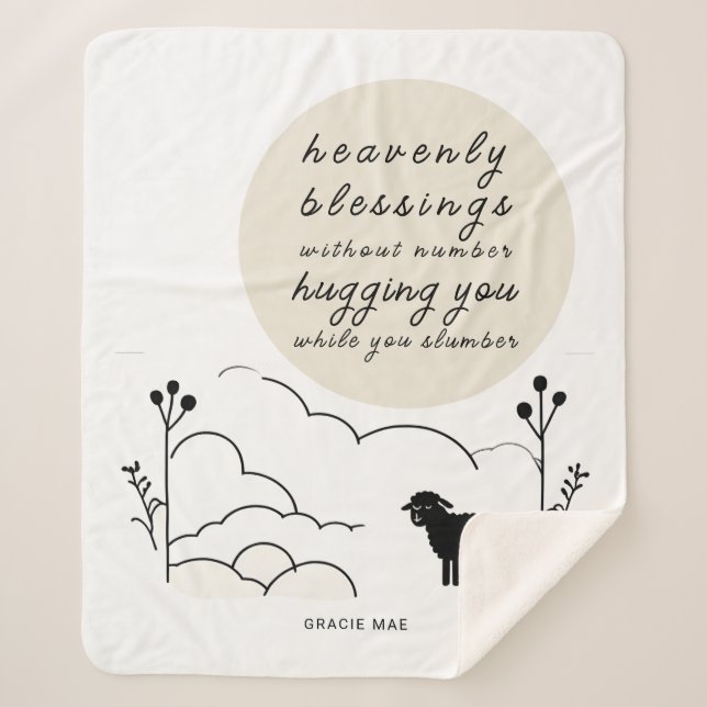 Heavenly Blessings Prayer | Neutral Colours | Shee Sherpa Blanket (Front)