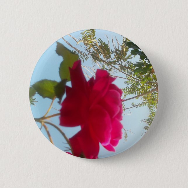 Heavenly Bloom: A Rose Against the Sky 2 Inch Round Button (Front)