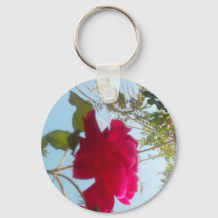 Heavenly Bloom: A Rose Against the Sky Keychain