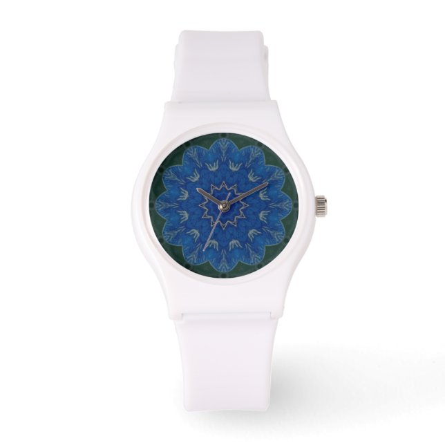 Heavenly Blue Flower Mandala Watch sporty (Front)