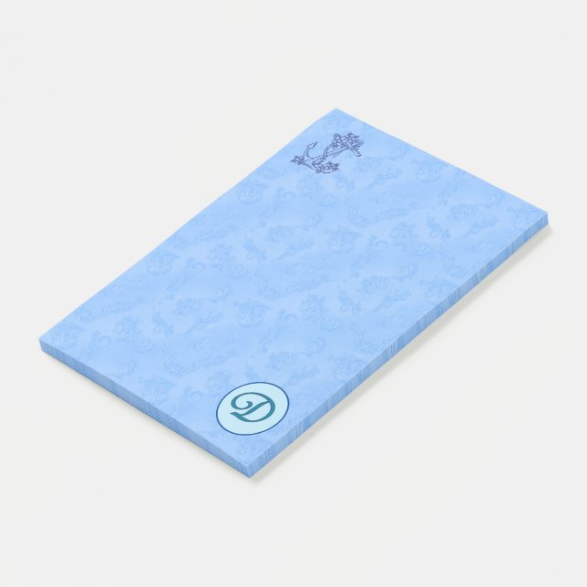 Heavenly blue Monogram (A-Z) Post-it Notes (Angled)