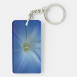 Heavenly Blue Morning Glory Flower Photo Keychain