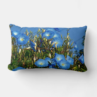 Heavenly Blue Morning Glory Flowers-Throw Pillow